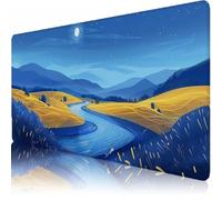 Large Desk Mat, 800 x 300 x 3 mm Extended Mouse Pad, Grassland Decorative Desk Pad with Non-Slip Rubber Base & Stitched Edges & Soft Smooth Surface, Waterproof Table Protector for Home(River) L-x985