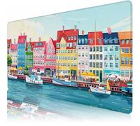 Large Desk Mat, 800 x 300 x 3 mm Extended Mouse Pad, Houses Decorative Desk Pad with Non-Slip Rubber Base & Stitched Edges & Soft Smooth Surface, Waterproof Table Protector for Home(River) L-x1962