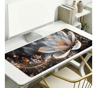 Large Desk Mat, 800 x 300 x 3 mm Extended Mouse Pad, Lotus Decorative Desk Pad with Non-Slip Rubber Base & Stitched Edges & Soft Smooth Surface, Waterproof Table Protector for Home(Flower) L-x4556