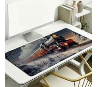 Large Desk Mat, 800 x 300 x 3 mm Extended Mouse Pad, Winter Decorative Desk Pad with Non-Slip Rubber Base & Stitched Edges & Soft Smooth Surface, Waterproof Table Protector for Home(Train) L-x1637