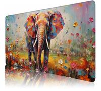 Large Desk Mat, 800 x 400 x 3 mm Extended Mouse Pad, Elephant Decorative Desk Pad with Non-Slip Rubber Base & Stitched Edges & Soft Smooth Surface, Waterproof Table Protector for Home(Flower) L-x1496