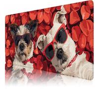 Large Desk Mat, 800 x 400 x 3 mm Extended Mouse Pad, Rose Decorative Desk Pad with Non-Slip Rubber Base & Stitched Edges & Soft Smooth Surface, Waterproof Table Protector for Home/Office(Dog) L-x5383