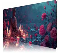 Large Desk Mat, 800 x 400 x 3 mm Extended Mouse Pad, Zen Decorative Desk Pad with Non-Slip Rubber Base & Stitched Edges & Soft Smooth Surface, Waterproof Table Protector for Home/Office(Roses) L-x1007