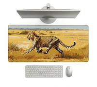Large Desk Mat, 900 x 400 x 3 mm Extended Mouse Pad, Animal Decorative Desk Pad with Non-Slip Rubber Base & Stitched Edges & Soft Smooth Surface, Waterproof Table Protector for Home(Africa) L-x1825
