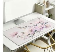 Large Desk Mat, 900 x 400 x 3 mm Extended Mouse Pad, Pink Decorative Desk Pad with Non-Slip Rubber Base & Stitched Edges & Soft Smooth Surface, Waterproof Table Protector for Home(Flower) L-x2150