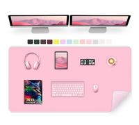 Large Desk Pad, 120 x 43 CM PU Leather Desk Mat, Non-Slip Office Desk Protector Mat, Desk Desktop Mat for Writing, Computer and Laptop Mat for Desk with Suede for Home & Office (Fairy Tale Pink)
