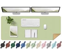 Large Desk Pad - Dual-Sided Cork & Leather Desk Pad, Mouse and Keyboard Mat, Easy Clean Computer Mat, Non-Slip Desk Protector Mat, Ideal for Office Desk Mat and Laptop Mat for Desk (Matcha, 120x60CM)
