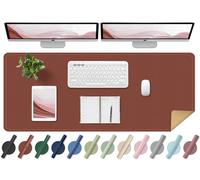 Large Desk Pad - Dual-Sided Cork & Leather Desk Pad, Mouse and Keyboard Mat, Easy Clean Computer Mat, Non-Slip Desk Protector Mat, Ideal for Office Desk Mat and Laptop Mat for Desk (Brown, 120x60CM)