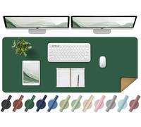 Large Desk Pad - Dual-Sided Cork & Leather Desk Pad, Mouse and Keyboard Mat, Easy Clean Computer Mat, Non-Slip Desk Protector Mat, Office Desk Mat and Laptop Mat for Desk (Dark Green, 140x43CM)