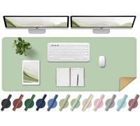 Large Desk Pad - Dual-Sided Cork & Leather, Non-Slip Computer Mat, Office and Laptop Mat (Light Green, 140x43CM)