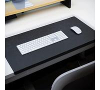 Large Desk Pad with Edge Protection, Edge-Locked Leather Office Table Protector Mouse Mat for Laptop Keyboard, Non-Slip Waterproof Writing Pad (Black,90x43cm)