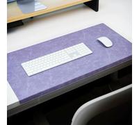 Large Desk Pad with Edge Protection, Edge-Locked Leather Office Table Protector Mouse Mat for Laptop Keyboard, Non-Slip Waterproof Writing Pad (Purple,80x40cm)