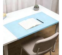 Large Desk Pad with Edge Protector, Leather Extended Keyboard Mouse Mat, Waterproof Desk Blotter Pad Table Protector for Office Work Writing Study (Light Blue,60x40cm)