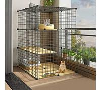 Large Detachable Indoor Cat Cage - Diy Design Metal Pet House & Fence For Small Animals - Spacious & Versatile Cat Enclosure - Perfect For Play & Rest,Black-75x75x109cm