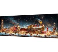 Large Diamond Art Christmas Diamond Painting Train Dimond Art Kits Adults, 5D DIY Full Square Drill Crystal Cross Stitch Embroidery Canvas Paint by Numbers for Beginner, Room Decor 270x90cm C2-125