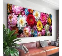 Large Diamond Art Color 150x60 cm, 5D Diamond Painting Kits for Adults, DIY Full Drill Round Crystal Art Crafts Canvas Painting Kits, Flower Paint by Numbers for Adults Beginner, Room Decor Gifts G-9