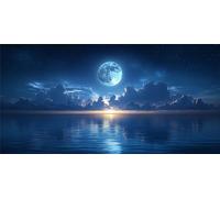 Large Diamond Art for Adults 16 * 32 Lake, Moon Diamond Painting Kits for Kids Beginners, Full Drill Canvas Gem Arts and Crafts, Hobbies for Adults Women for Christmas Decorations,Home Decor Z-1140