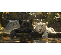 Large Diamond Art for Adults 24 x 48 Inch Lake, Leopard Diamond Painting Kits for Kids Beginners, Full Drill Canvas Gem Arts and Crafts, Hobbies for Adults Women for Christmas Home Decor, Gifts Z-1176