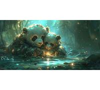 Large Diamond Art for Adults 24x48 in River, Panda Diamond Painting Kits for Kids Beginners, Full Drill Canvas Gem Arts and Crafts, Hobbies for Adults Women for Christmas Decorations,Home Decor Z-1148