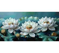 Large Diamond Art for Adults 36 x 71Inch Plant, Lotus Diamond Painting Kits for Kids Beginners, Full Drill Canvas Gem Arts and Crafts, Hobbies for Adults Women for Christmas Home Decor, Gifts Z-1354