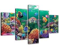 Large Diamond Art for Adults 5 Pack 110x225cm/43x89in 5D Diamond Painting Color DIY Full Drill Sequins Rhinestone Gem Crystal Arts Kits, Paint by Numbers for Adults for Home Decor Marine Life 0b-1078