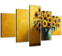 Large Diamond Art for Adults 5 Pack 138x275cm/54x108in 5D Diamond Painting Sunflower DIY Full Drill Rhinestone Gem Crystal Arts Kits, Paint by Numbers for Adults for Home Wall Decor Flower 2 0b-128