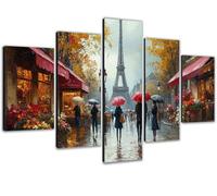 Large Diamond Art for Adults 5 Pack 150x300cm/59x118in 5D Diamond Painting Street DIY Full Drill Sequins Rhinestone Gem Crystal Arts Kits, Paint by Numbers for Adults for Home Wall Decor Paris 0b-1336