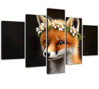 Large Diamond Art for Adults 5 Pack 88x175cm/34x69in 5D Diamond Painting Fox DIY Full Round Drill Sequins Rhinestone Gem Crystal Arts Kits, Paint by Numbers for Adults for Home Decor Animal 2 0b-1378