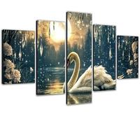 Large Diamond Art for Adults 5 Pack 88x175cm/34x69in 5D Diamond Painting Swan DIY Full Drill Sequins Rhinestone Gem Crystal Arts Kits, Paint by Numbers for Adults for Home Wall Decor Flower 2 0b-1118