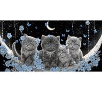Large Diamond Art for Adults, 5D Diamond Painting Kit Cat Moon , DIY Full Drill Round Craft for Relaxation & Unique Home Decor, Perfect Sparkling Rhinestone Embroidery Gifts for Beginners 40x70cm B501