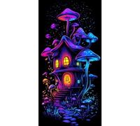 Large Diamond Art for Adults, 5D Diamond Painting Kit Mushroom Tree House, DIY Full Drill Round Craft for Relaxation & Unique Home Decor, Perfect Sparkling Rhinestone Embroidery 60x80cm B550