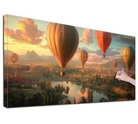 Large Diamond Art for Adults, 5D DIY Hot Air Balloon Diamond Art Painting 36x16 inch, Full Drill Landscape Crystal Art Rhinestone Gem Arts and Crafts for Adults, Paint with Diamonds, Home Decor, Q-53