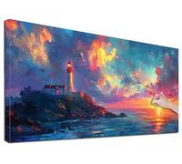 Large Diamond Art for Adults, 5D DIY Landscape Diamond Art Painting 44x20 inch, Full Drill Lighthouse Crystal Art Rhinestone Gem Arts and Crafts for Adults, Paint with Diamonds for Home Decor, U-27