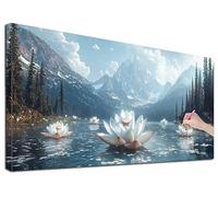 Large Diamond Art for Adults, 5D DIY Water Lily Diamond Art Painting 36x16 inch, Full Drill Landscape Crystal Art Rhinestone Gem Arts and Crafts for Adults, Paint with Diamonds for Home Decor, R-15