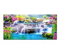 Large Diamond Art for Adults, Flowers Waterfall River 5D Diamond Painting Kits, DIY Full Drill Crystal Rhinestone Crafts, Gem Art Kit for Home Wall and Entrance Decorations Square Drill,24x48 inch