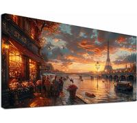 Large Diamond Art for Adults Sunset, 5D Diamond Painting Kit Eiffel Tower, DIY Full Drill Rhinestone Embroidery Kit, Hobbies for Adults Women, Gem Art and Crafts, Home Wall Decor Gifts 40x120in I-8652
