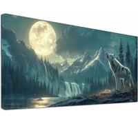 Large Diamond Art for Adults Wolf, 5D Diamond Painting Kit Moon, DIY Full Drill Rhinestone Embroidery Kit, Hobbies for Adults Women, Gem Art and Crafts, for Home Wall Decor Gifts 24x48in 4-6114