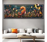 Large Diamond Art Kits Adults Animal Diamond Painting Seahorse Dimond Art for Adults Beginners, 5D DIY Full Drill Crystal Embroidery Cross Stitch Painting Room Decor, Gifts for Women 40x120 cm P0-28