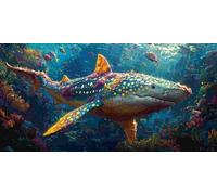 Large Diamond Art Kits Adults, Animal Shark 5D Diamond Painting for Kids Crystal Gem Art Round Full Drill Canvas Painting DIY Cross Stitch Crafts Home Wall Room Decor, Gifts for Women 12x24 inch a-202