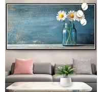 Large Diamond Art Kits Adults Blue 5D Diamond Painting Kits for Adults Daisy Crystal Art Embroidery Kit, DIY Full Drill Round Rhinestone Cross Stitch Pictures for Home Decor Gifts 70x140cm Y0-724