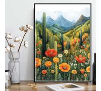 Large Diamond Art Kits Adults, Cactus Diamond Painting Mountain Dimond Painting 5D DIY Full Drill Crystal Embroidery Cross Stitch Crafts for Adults, Bedroom Decor, Wall Art 24x32 Inch -ly25082SS