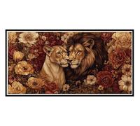 Large Diamond Art Kits Adults Couple Lion - 5D Diamond Painting Kits for Kids, Round Full Drill Gem Crystal Art Mosaic Kits, for Wall Decor Home Office Decor Pictures, Female Gifts 16 x 32inch i-580