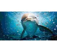 Large Diamond Art Kits Adults, Cute Dolphin 5D Diamond Painting for Kids Crystal Gem Art Round Full Drill Canvas Painting DIY Cross Stitch Crafts Home Wall Room Decor, Gifts for Women 16x32 inch a-550