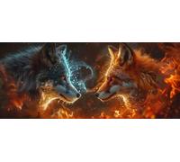 Large Diamond Art Kits Adults Fox, 5D Diamond Art Large Fantasy, DIY Cross Stitch Kits for Adults, Full Drill Crystal Rhinestone Embroidery Pictures, Home Wall Decor, Gifts for Women 20x40in O-4467