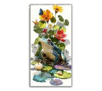 Large Diamond Art Kits Adults Frog Diamond Painting Lotus Leaf, 5D Square Full Drill Rhinestone Crystal Art Kits for Adults Mosaic Kit, Embroidery Kit for Beginners for Home Wall Decor 50x100cm P1-624