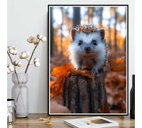 Large Diamond Art Kits Adults, Hedgehog Diamond Painting Autumn Leaves Dimond Painting 5D DIY Full Drill Crystal Embroidery Cross Stitch Crafts for Adults, Bedroom Decor 12x16 Inch -ly25082UF85