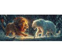 Large Diamond Art Kits Adults Lion, 5D Diamond Art Large Polar Bear, DIY Cross Stitch Kits for Adults, Full Drill Crystal Rhinestone Embroidery, Home Wall Decor, Gifts for Women 12x24in O-8506