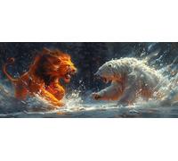 Large Diamond Art Kits Adults Lion, 5D Diamond Art Large Polar Bear, DIY Cross Stitch Kits for Adults, Full Drill Crystal Rhinestone Embroidery, Home Wall Decor, Gifts for Women 40x80in M-9176