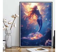 Large Diamond Art Kits Adults, Mermaid Diamond Painting Sea Dimond Painting 5D DIY Full Drill Crystal Embroidery Cross Stitch Crafts for Adults, Bedroom Decor, Wall Art, Gifts 12x16inch -ly2508299