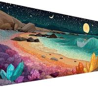 Large Diamond Art Kits Adults Moon Diamond Painting Sea Crystal Art 5D DIY (Square) Full Drill Cross Stitch Gem Painting by Mosaic Crafts Kit, Bedroom Home Wall Decor for Beginner Kids 12x24 in 2-X173